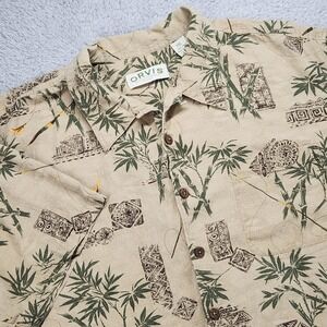 Orvis Shirt Mens 2XL Silk Beige Bamboo Fishing Short Sleeve Button Up Casual